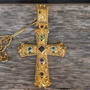 Gorgeous new Etruscan cross pendant and necklace